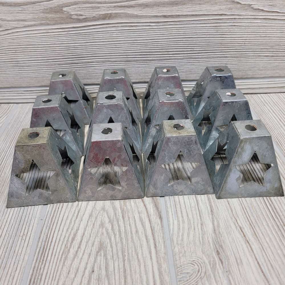 Mini String Light Metal Lamp Shades 12pk Silver Star Cutout Rustic Farmhouse Dec